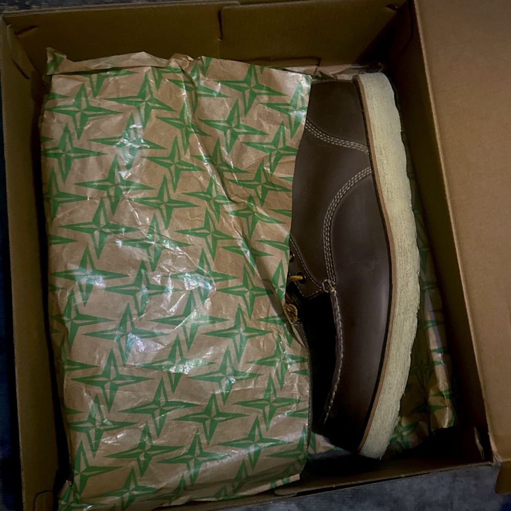 Brown Leather moc toe boots. By eastland, lumber up model. Lightly used.